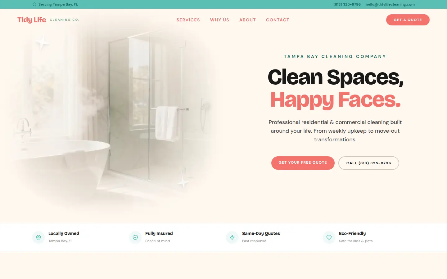Tidy Life Cleaning Co. website screenshot
